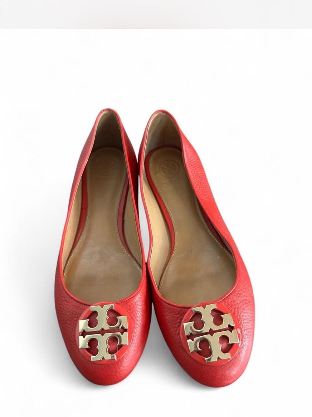 Tory Burch Red Leather Logo Ballet Flats Claire 8